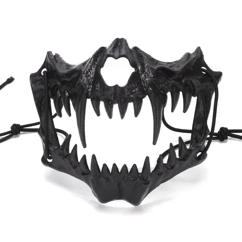 Halloween Skull Mask Long Teeth Demon Skeleton Half Face Cosplay Party Mask Scary Horror Wolf Dragon Tiger Costume Accessory