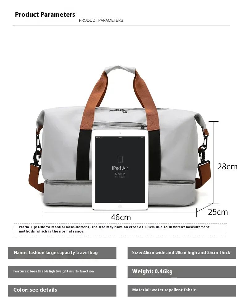 Mala de Viagem Esportiva de Grande Capacidade Bolsa de Viagem de Curta Distância Portátil Bolsas de Fitness Bolsa de Ombro Transversal Bolsas Masculinas Esportivas Impermeáveis ​​B