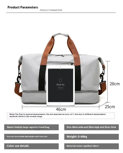 Mala de Viagem Esportiva de Grande Capacidade Bolsa de Viagem de Curta Distância Portátil Bolsas de Fitness Bolsa de Ombro Transversal Bolsas Masculinas Esportivas Impermeáveis ​​B