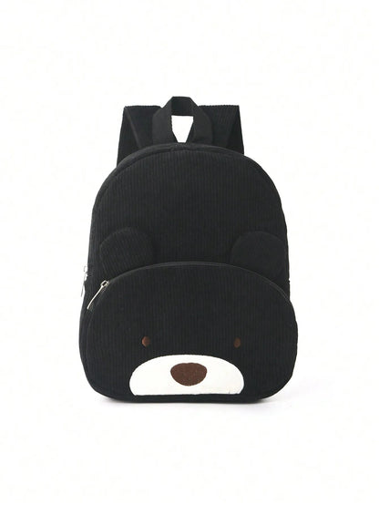 Cute Cartoon Bear Embroidered Corduroy Children's Backpack Suitable for Boys and Girls Kindergarten Elementary School Gifts