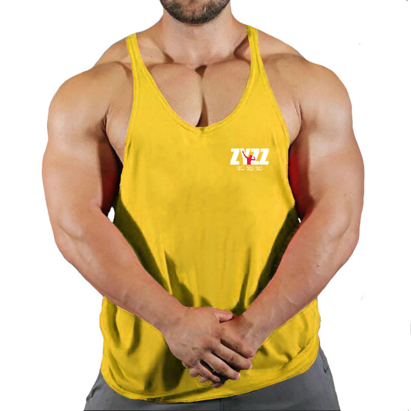 Gym Sleeveless Shirt Men Bodybuilding Tank Tops Fitness Workout Cotton Print Singlet Stringer Undershirt Male Casual Summer Vest