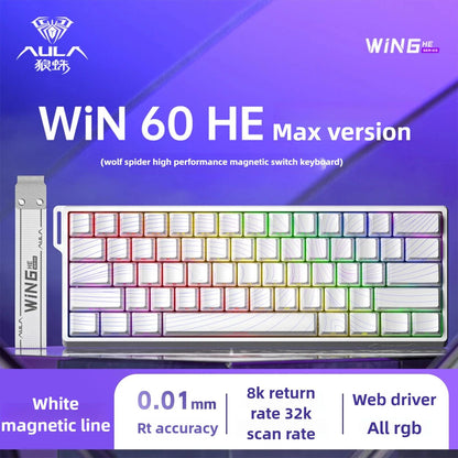Teclado de Interruptor Magnético Win60He Com Fio Win 60 HE Teclado Mecânico para Jogadores de Esports Win68 Teclados Personalizados Win60 He Presentes