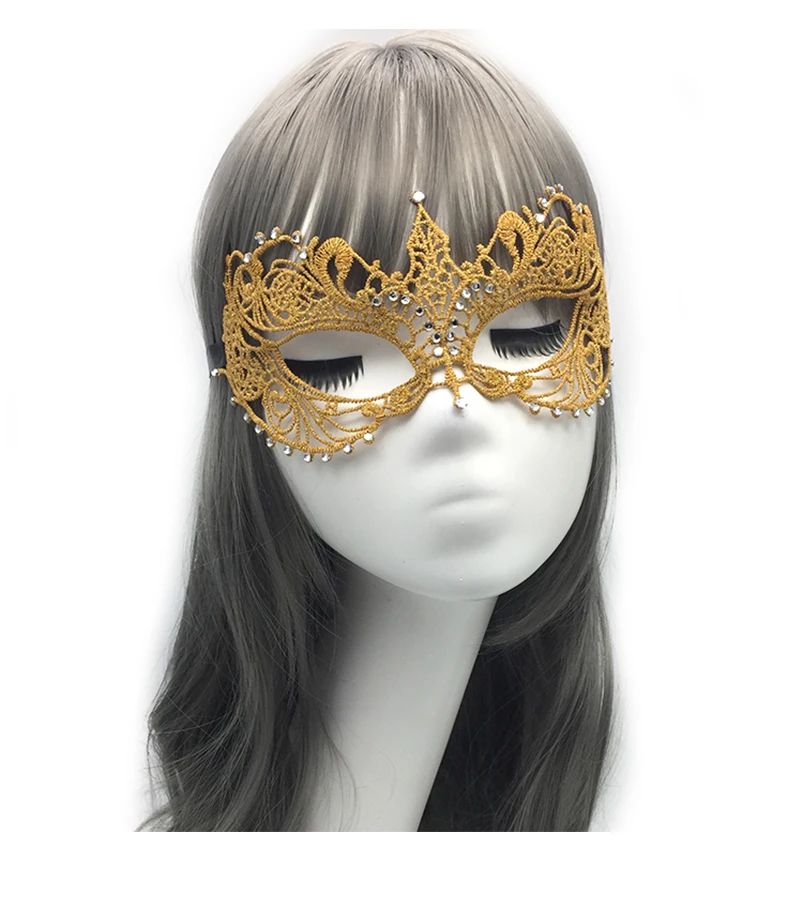 Gold and Silver Lace and Diamond Mask Eye Mask Masquerade Adult Male and Female Party Mask Sensual Women's Half Face