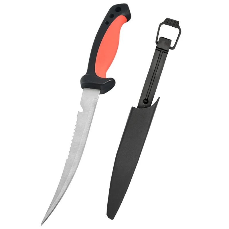 Faca Afiada para Peixe Cabo Oco de Plástico Faca de Filé de Peixe Faca de Desossar Aço Inoxidável Cutelo de Carne Descascador de Frutas de Cozinha