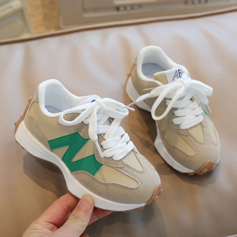 Children's Spring New Leather Upper Sneakers Kids Non-Slip Casual Shoes Boys Girls Soft Sole Students Tennis Toddler Sport Shoes