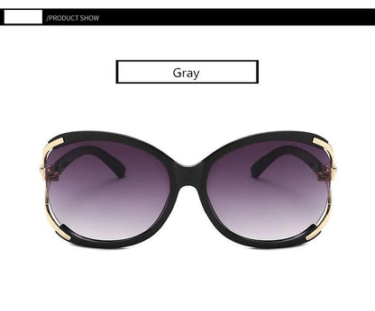 Women Sunglasses Trendy Celebrity-style Round Large-frame Stylish Sun Glasses with Camellia Hollow-out Accent Decorations