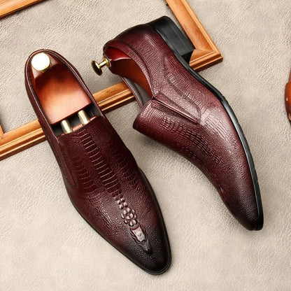 Handmade Mens Wedding Oxford Shoes Black Blue Genuine Leather Flat Dress Shoes Crocodile Pattern Summer Business Formal Loafers