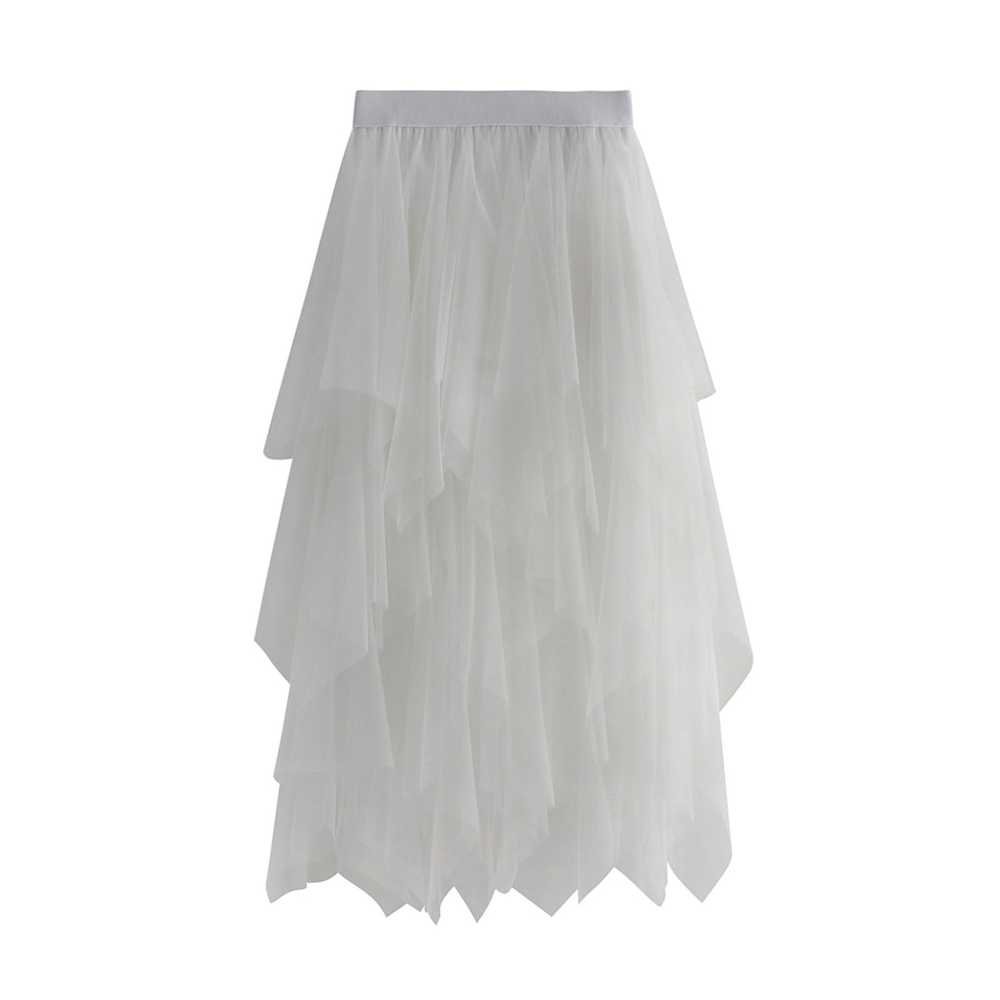 New Fairycore Lady ´s Fashionable Sexy Solid Color Mesh Skirt, Irregular Elastic Tulle Bubble Skirt, Daily Life and Vacation