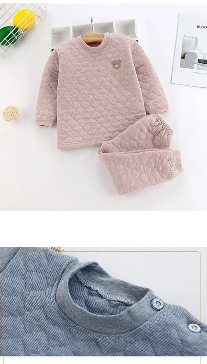 Kid Pajamas Set Boys Girls Cotton-padded Pjs Top and Pants Unisex 3 layers to Keep Thick Warm Clothes Toddler Clothing Clothes