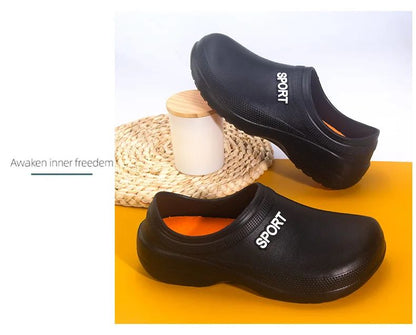 2025 New Kitchen Shoes Non-Slip Oil-Resistant Chef Rain Shoes Restaurant Food Work Shoes Comfortable EVA Material for Men