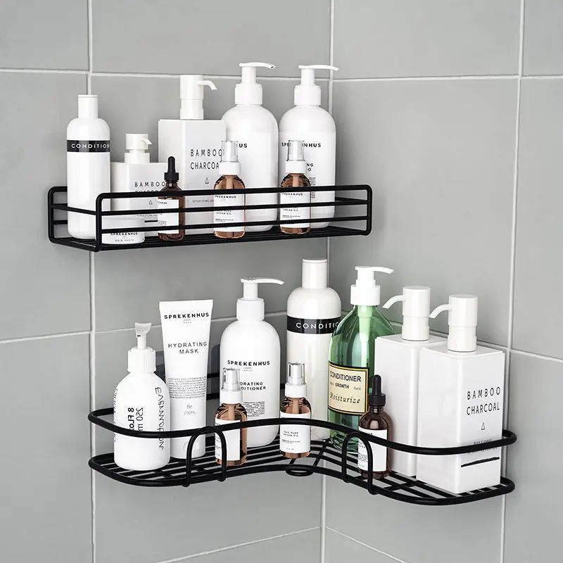 No Drill Bathroom Triangle Corner Shelf Wall Mounted Storage Rack for Kitchen Bathroom Organizer Space Saver