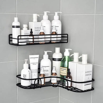 No Drill Bathroom Triangle Corner Shelf Wall Mounted Storage Rack for Kitchen Bathroom Organizer Space Saver