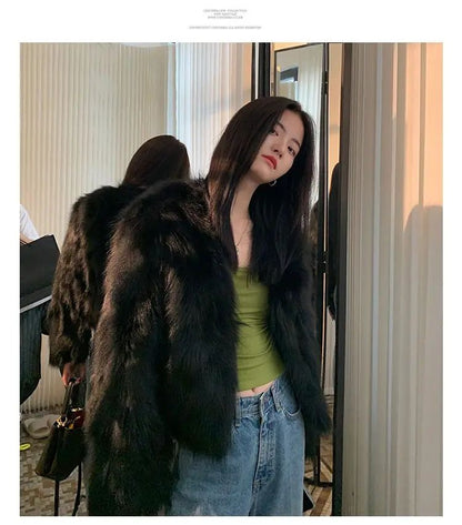 Faux Fur Coat Womens Clothing 2025 New Fashion Casual Imitation Fox Fur Coat Female  Short Loose Comfortable Winter Jacket