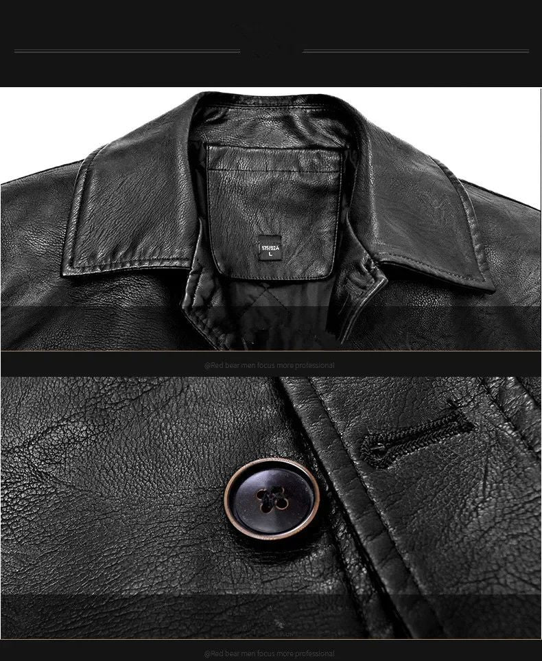 Men Leather Jacket Winter Classical Motorcycle Business Soft Leather Jackets Thick Moto Coats Casaco Masculino Plus Size 4XL