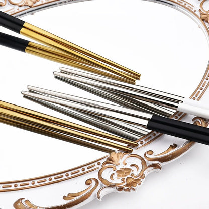 18Pcs Black Gold Dinnerware Dinner Spoons Chopsticks Cutlery Set Stainless Steel Tableware Sets Kitchen Home Silverware Set