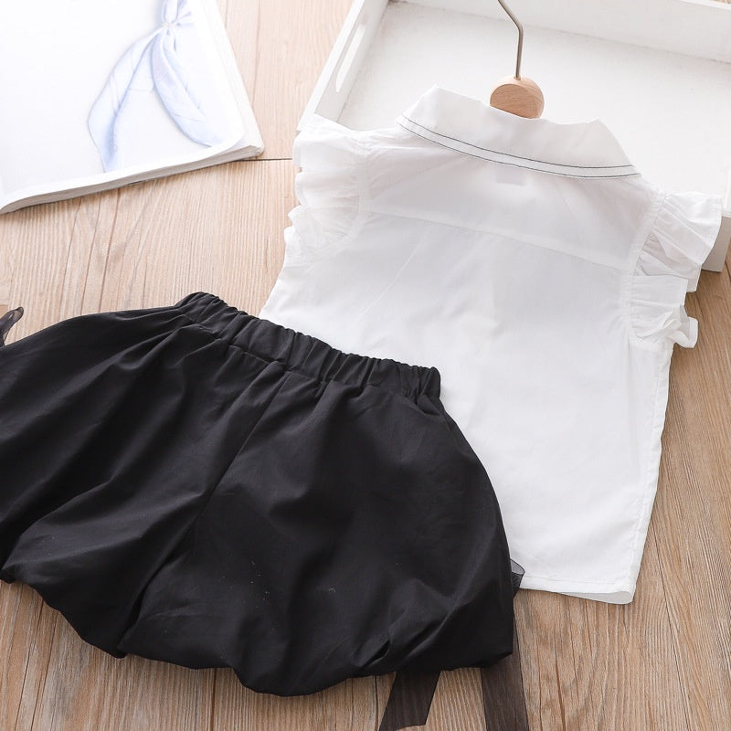 Girls Set Baby Summer Clothes New  Bow Top + Shorts 2 Piece Set Children Clothes Girl