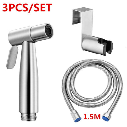 Handheld Toilet Bidet Faucet Sprayer Stainless Steel Bathroom Bidet Spraye Set Hand Sprayer Shower Head Self Cleaning No Punch