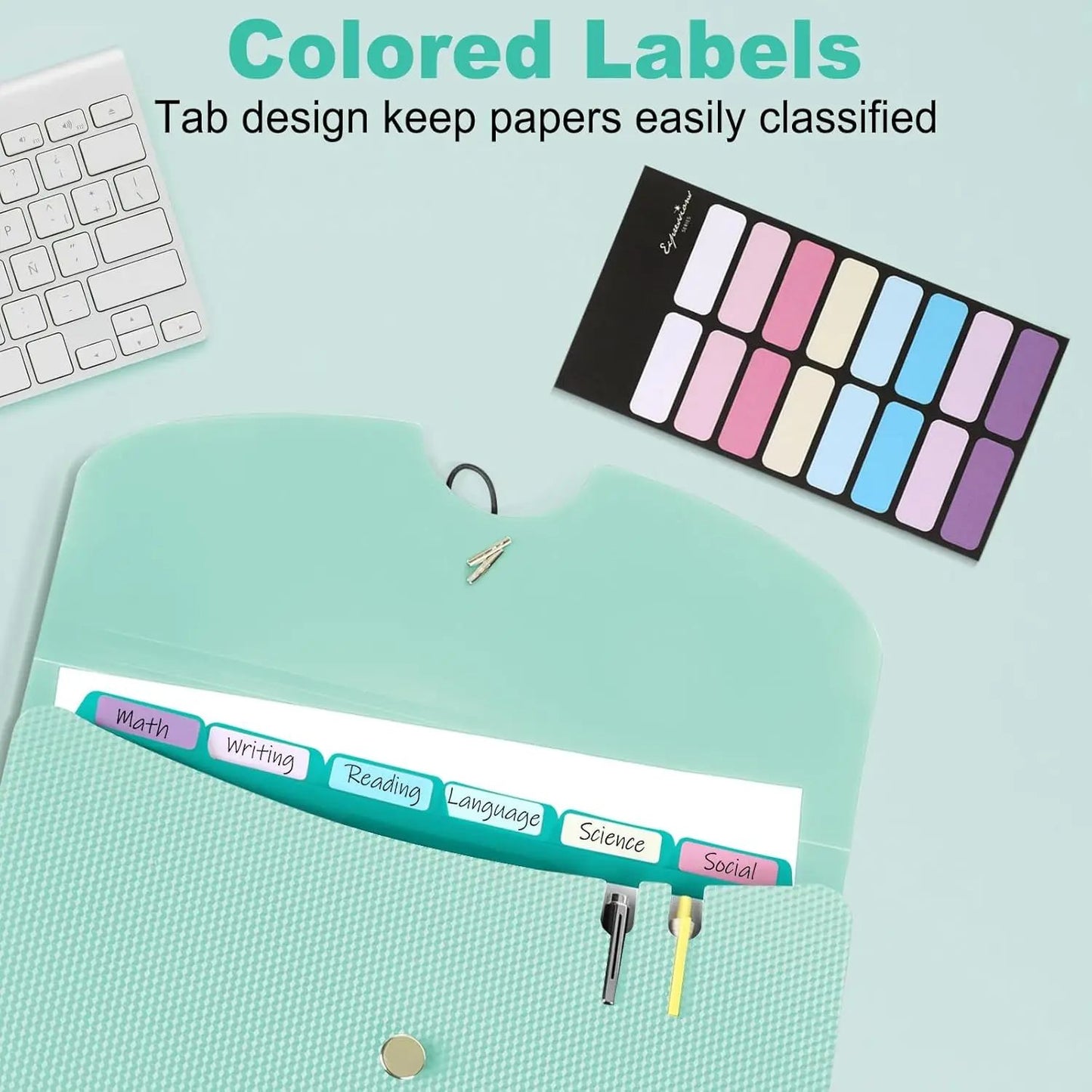 Expandable File Folder, Letter Size Organ Organizer, 5 File Pockets, Portable Organizer for School Office Supplies