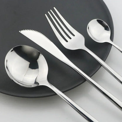 Conjunto de talheres de aço inoxidável banhado a ouro e titânio preto, com 5 peças, cabo com talheres de boca e conjunto de talheres de mesa