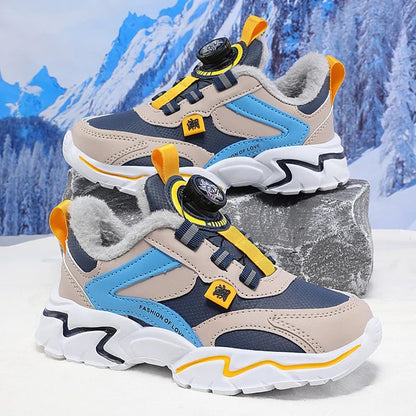 Winter Kids' Cotton Shoes For Boys Warm Plush Anti-slip Children Running Sneakers Outdoor Comfortable Casual Walking Shoes