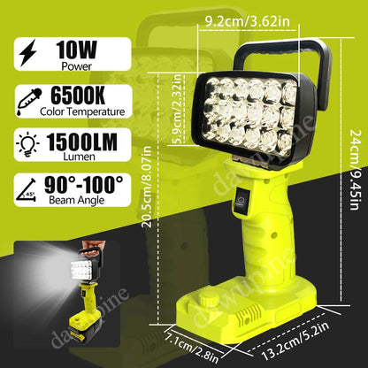 Para Makita Para Milwaukee Para Dewalt Para M18 Para Bosch Bateria de Lítio Estojo Banco de Potência USB Lanternas Holofote Luzes de Trabalho Lâmpada