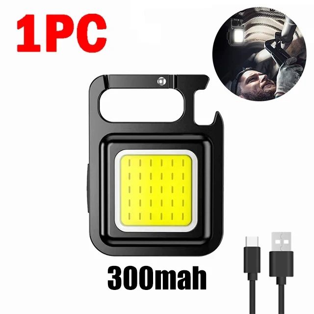 Mini LED Portable Keychain Flashlight Outdoor COB Work Light Emergency Lighting With Window Hammer Bottle Opener Lamp Camping