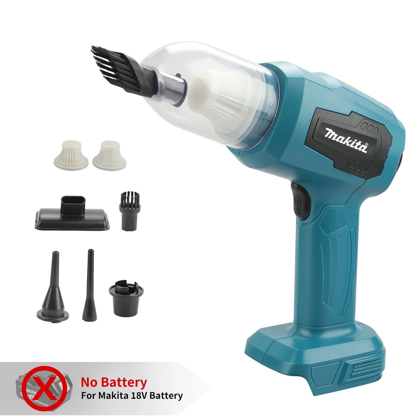 Aspirador de Carro sem Fio Makita – Carregado: Sucção Forte para Carros e Domicílios, Portátil com Duas Funções (Soprar/Aspirar) para Bateria de 18V