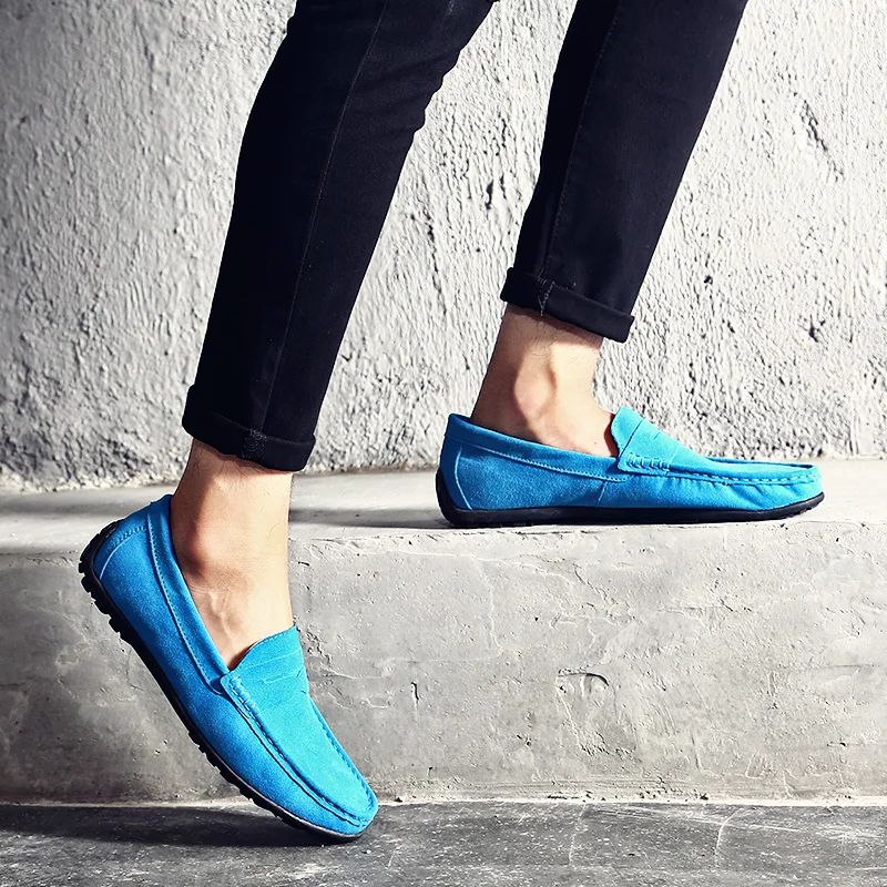 High Quality Leather Men Loafers  Slip on Mens Casual Shoes Fashion Flats Male Driving Shoes Moccasins Ten Colors Size 38-47