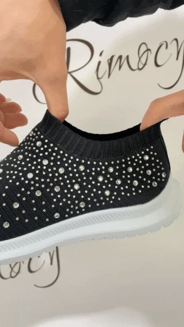 2024 New Crystal Breathable Mesh Sneaker Shoes for Women Comfortable Soft Bottom Flats Plus Size 43 Non Slip Casual Shoes Woman