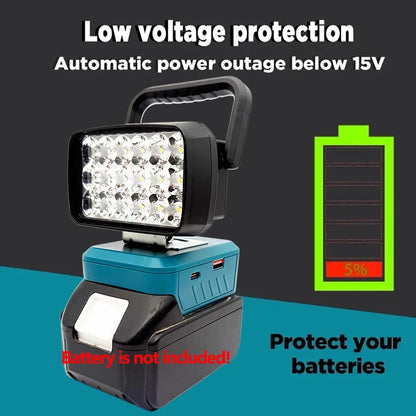 Para Makita Para Milwaukee Para Dewalt Para M18 Para Bosch Bateria de Lítio Estojo Banco de Potência USB Lanternas Holofote Luzes de Trabalho Lâmpada