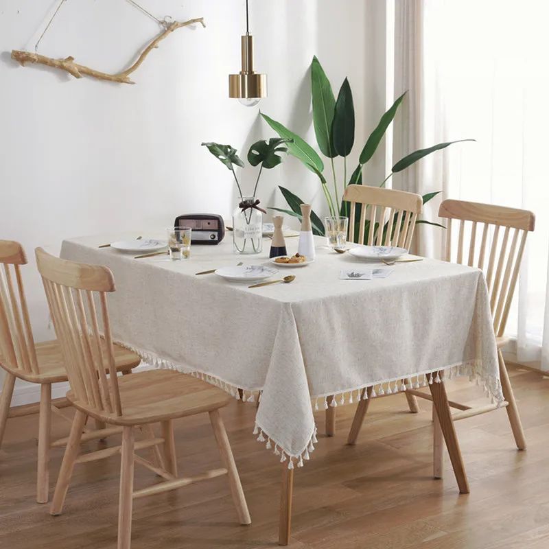 Cotton Linen Tablecloth for Wedding Home Party Dining Banquet Decoration Flax Fabric Table Cloth Luxurious Table Cover