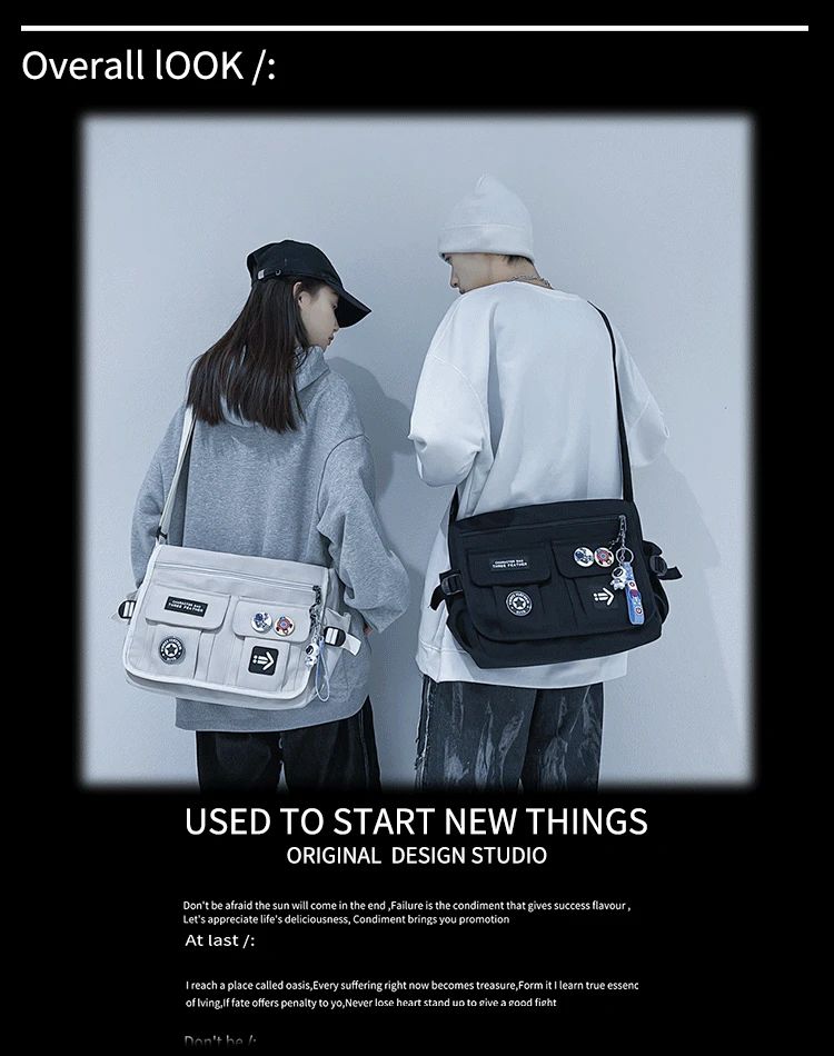 Harajuku Men Nylon Crossbody Bags for Women Messenger Bag Girls School Book Bags Youth Canvas Handbags Shoulder Bag Sac Bolsas