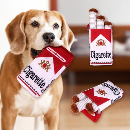 Brinquedos interativos engraçados de pelúcia para cães, design criativo de cigarro, brinquedo de mastigar que faz barulho para cães, o presente perfeito para cães brincarem