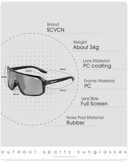 SCVCN Óculos Fotocromáticos Masculinos para Ciclismo Óculos de Sol para Mulheres Esportes Corrida MTB Óculos de Ciclismo para Estrada Mountain Bike