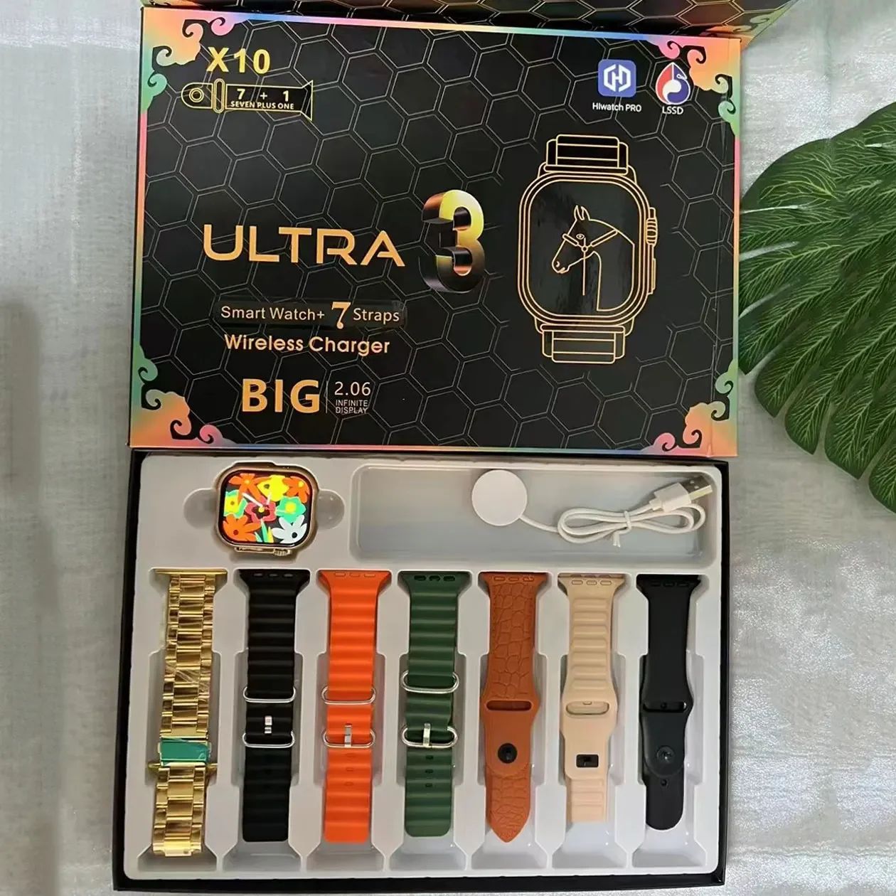 7+1 Smart Watch X10 Ultra 3 Smartwatch Esportivo para Homens Mulheres Chamada Telefônica Bluetooth SmartWatch Mostradores Personalizáveis Pulseira Inteligente à Prova d'Água