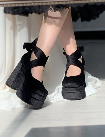 Luxury Shoes Fashion Designer Platform Women Mary Jane Shoes Cross Strap Thick Heel Shoes Ladies College Style Dress Pumps Shoe