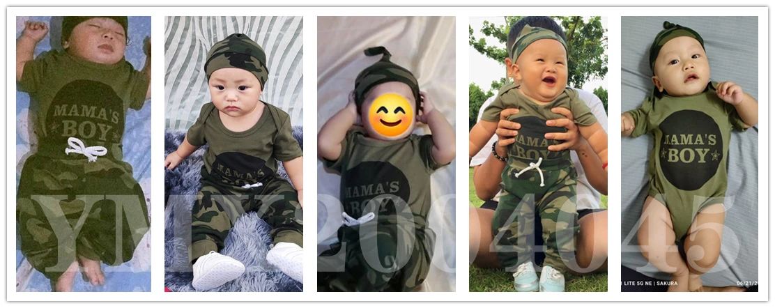 3PCS Camouflage Short Sleeve Clothes Set with Hat Newborn Baby Boy Outfits Summer Street Sports Suit for Toddler Boy 0-18 Months