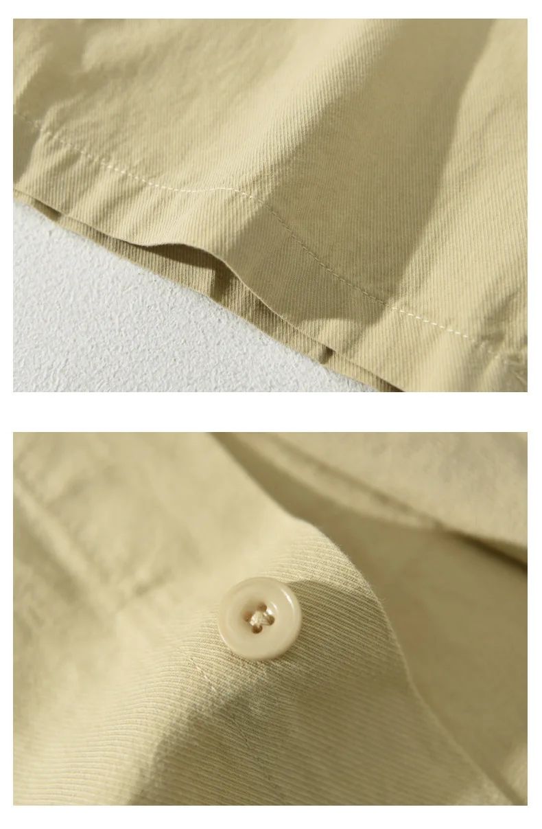 Summer Short Sleeve Cargo Shirt Men Streetwear Men Loose Shirts Casual Pure Cotton Double Pockets Khaki Shirt Fashion Clothing