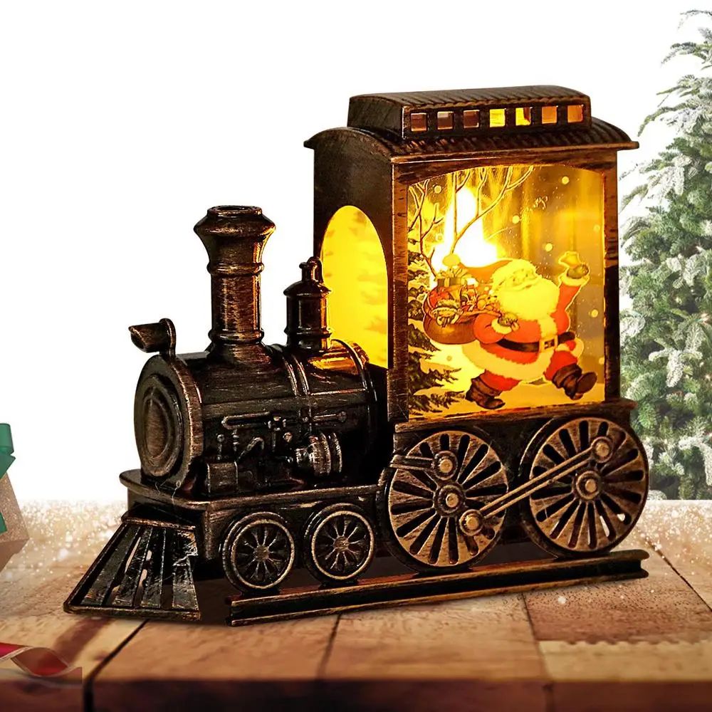 2026 Christmas Gift Christmas Crystal Ball Ornaments LED Lights Train Santa Claus Merry Christmas Decoration for Home Party Xmas
