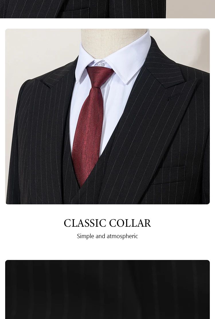 ST Cassy high-quality blue striped suits for men slim fit luxurious and elegant men's business suit 3-piece set full men's suit