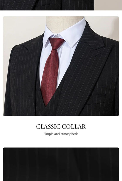 ST Cassy high-quality blue striped suits for men slim fit luxurious and elegant men's business suit 3-piece set full men's suit