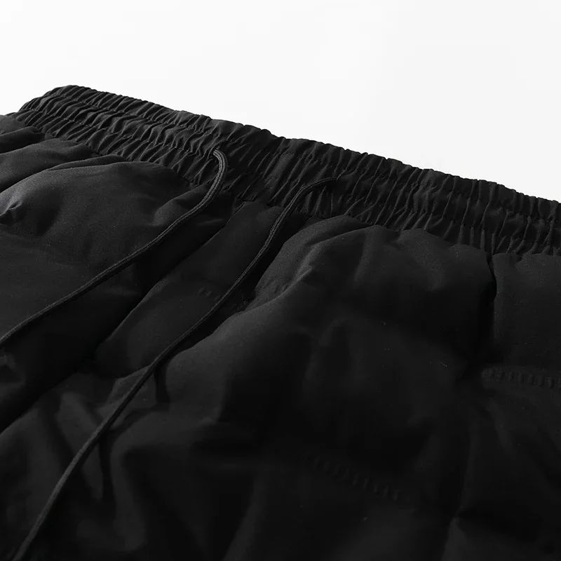 Calça Masculina de Inverno Impermeável Algodão com Zíper Bolso Grosso Pato Branco Calça Jogger para Neve e Frio ao Ar Livre