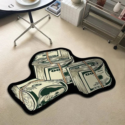 VIKAMA Upgraded Material Personalized Creative Dollar Simulated Money Carpet Living Room Bedroom Kitchen Bathroom Art Rug Mat