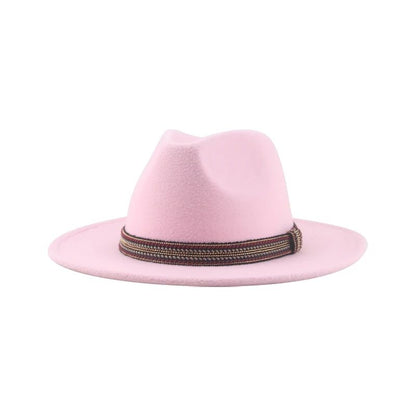 Chapéu Feminino Fedora de Feltro Sólido Casual Chapéu de Inverno Feminino Bonés Masculinos Faixa Panamá Preto Cáqui ????? ??????? Sombrero