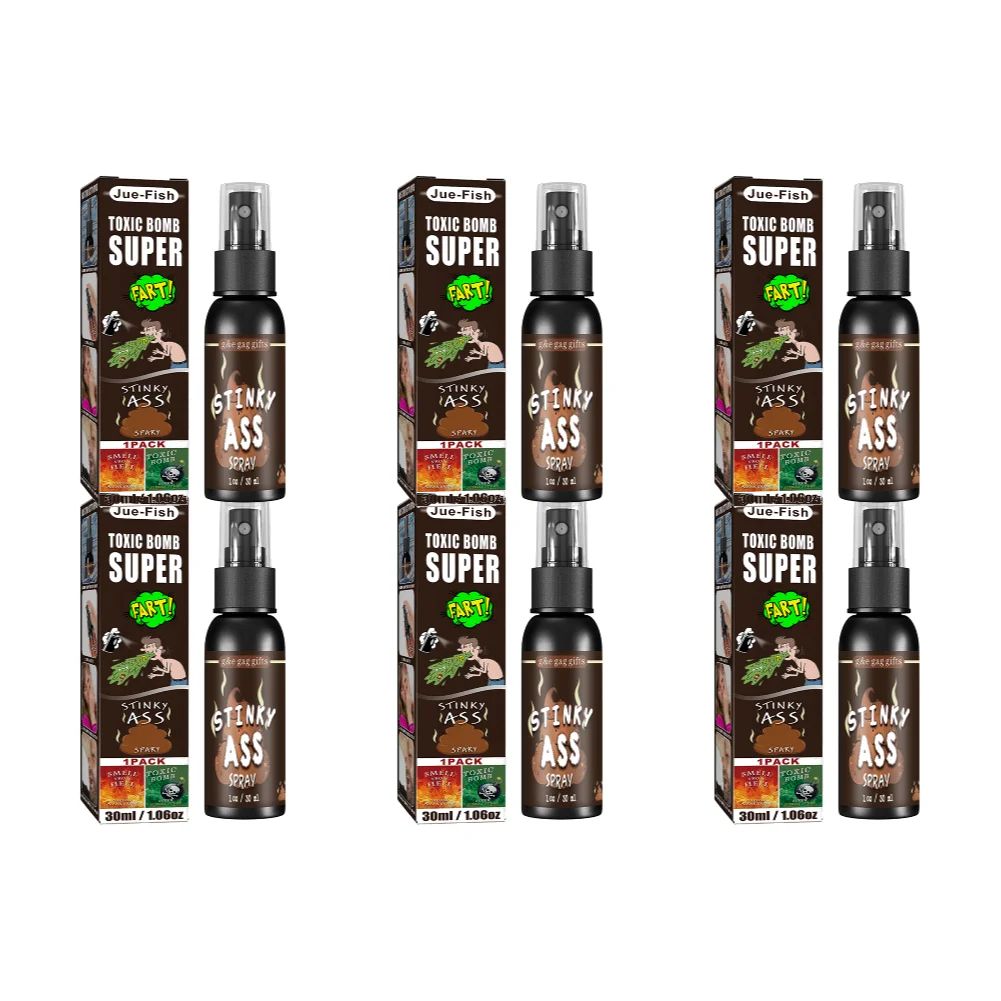 6 unidades-1 unid. 30ml Adereços de Halloween Spray Líquido de Peido Não Tóxico Bomba de Cheiro Fedorento Brinquedo de Pegadinha de Gás Malcheiroso Artigos de Festa de Brincadeira