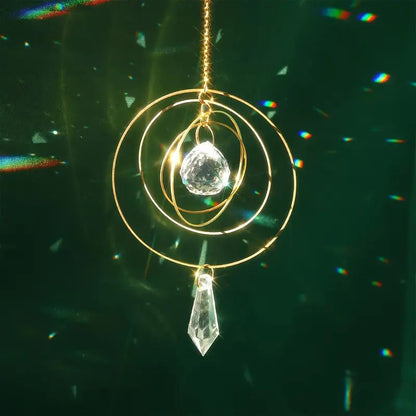 1pc Four-round Crystal Garden Sun Catcher Hanging Decor, for Garden Parties, Weddings - Christmas-themed Glass Garden Sun Catche