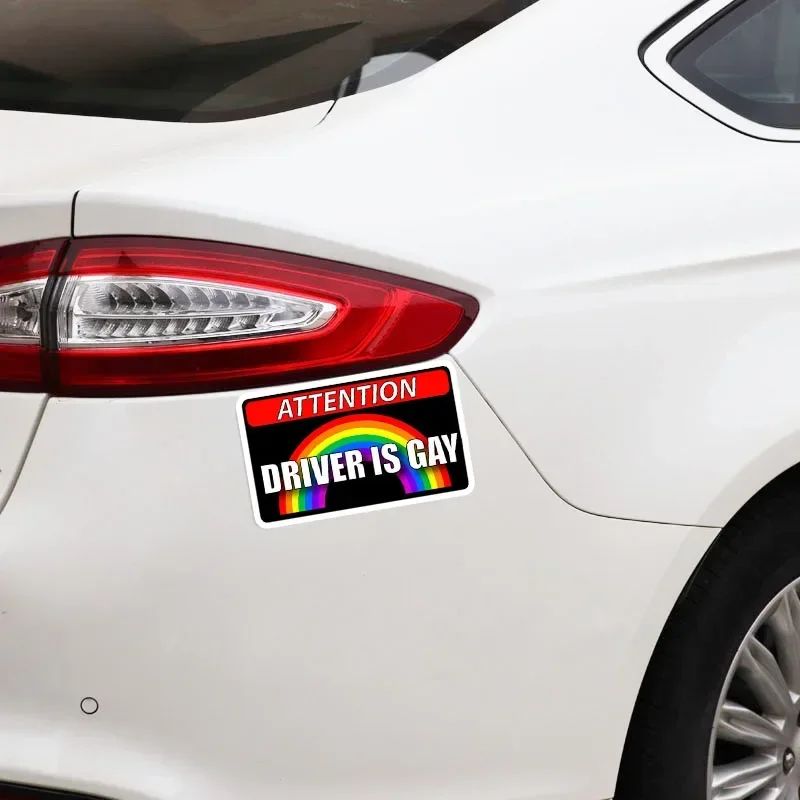 11.5x7.6CM Driver Is Gay Car Hood Creative Decals Auto Both Side Body Cover Scratches Stickers Window Trunk Logo Attention Mark