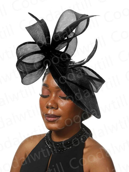 Chapéu Fascinator de Casamento Feminino, Chapéu de Millinery para Eventos Formais na Igreja, Chá, Corrida Kentucky Derby, Chapeau com Pena