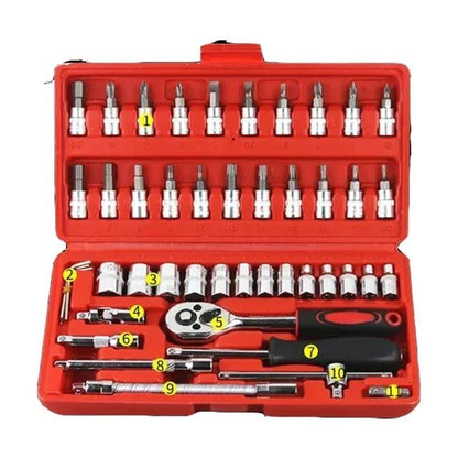 Jogo de Caixa de Ferramentas para Moto Chave Catraca Rápida 150/46pçs Jogo de Soquetes Bits Caixa de Ferramentas de Grau Industrial Ferramentas de Reparação Automotiva Manutenção de Carros