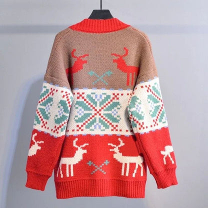 Knitted  Christmas Sweater Knit Sweaters For Men Cardigan Couple Vintage Sweater Cardigans Coat Y2K Jacket Men's Clothing